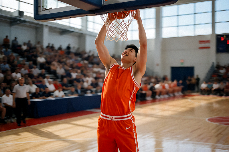 NBA 篮球比赛中球员完成扣篮